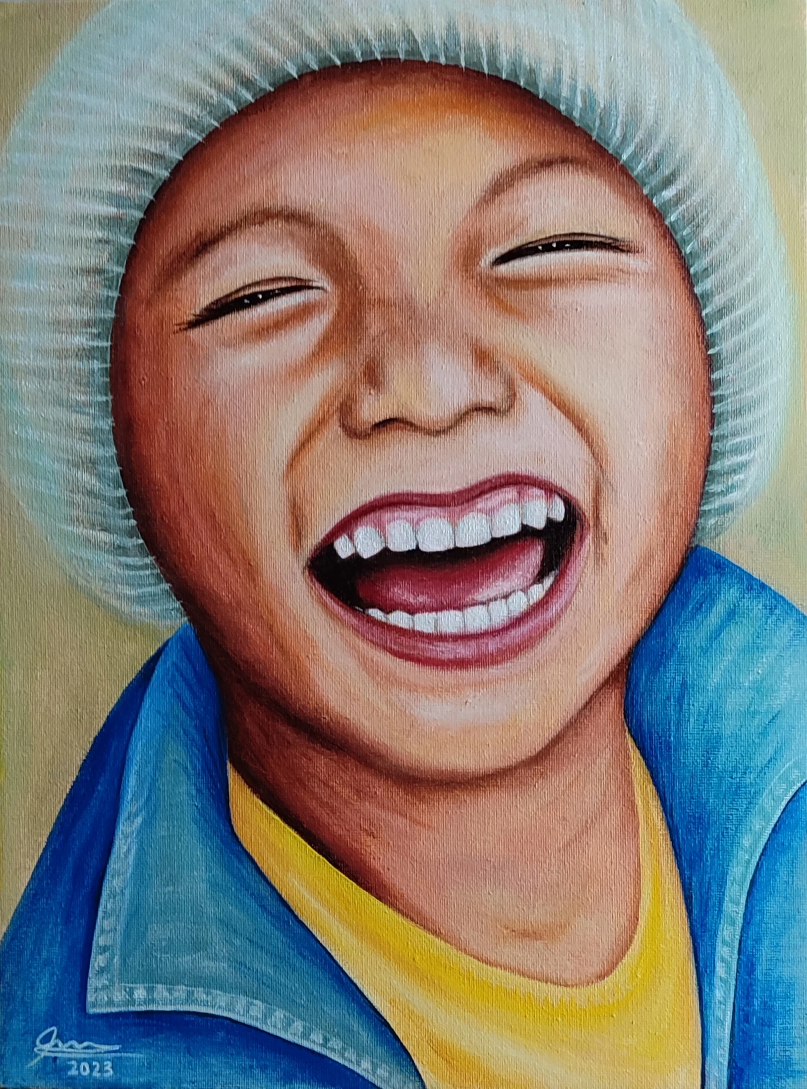 Obra pictórica «Niño risa» de Giovanna Mosquera